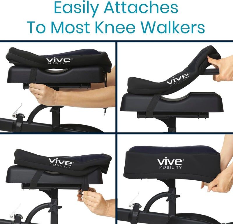 Vive Mobility Knee Scooter Pad Cover - Accessories Cushion Cover for Comfort (Memory Foam) - for Broken Leg Crutch Cart Roller, Injuries, Surgery, Broken Foot, Ankle Injury, Replacement, Universal - Image 5